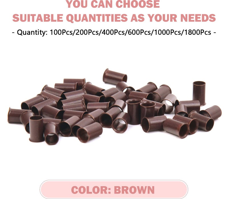 Vlasy Micro Rings Links Beads,3.4mm Microlink Beads Non-Silicone Copper Tubes Microbead for Hair Feathers,I-Tip Hair Extensions (1000Pcs, Brown) - Image 2